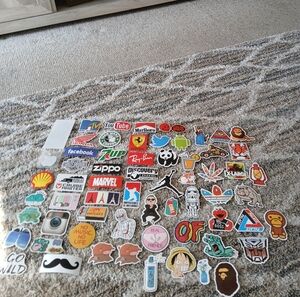 Assorted Brand & Pop Culture Sticker Lot - Colorful Mix 33 Stickers